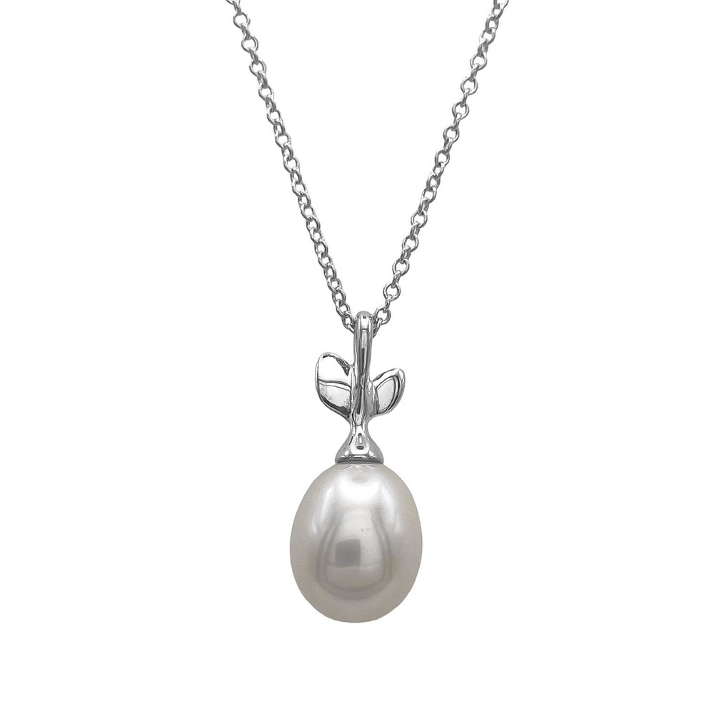 TIFFANY&Co. Tiffany Olive Leaf Pearl Necklace Paloma Picasso Pendant SV925 Wo...